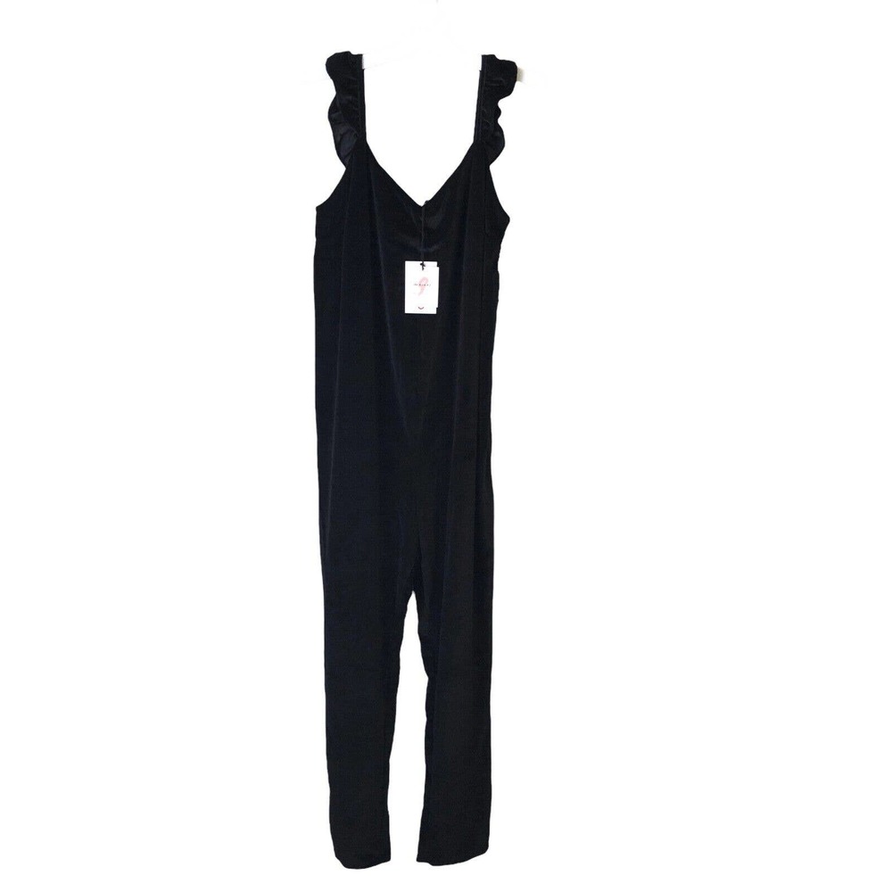 NEW The Nines by Hatch Maternity Jumpsuit Romper Black Velvet Velour Womens M - Picture 4 of 8